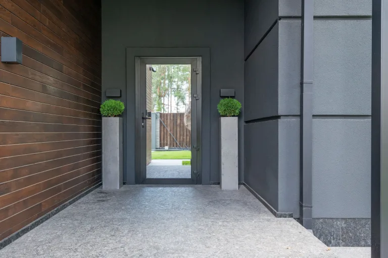 Modern glass entrance door